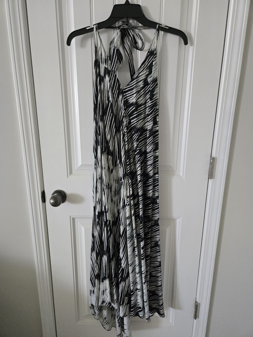 Lush Black and White Abstract Halter Dress